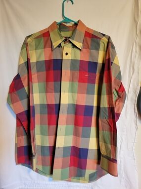 Orvis Multicolor Plaid Button-Down Shirt — Red, Green, Yellow, Blue, Purple